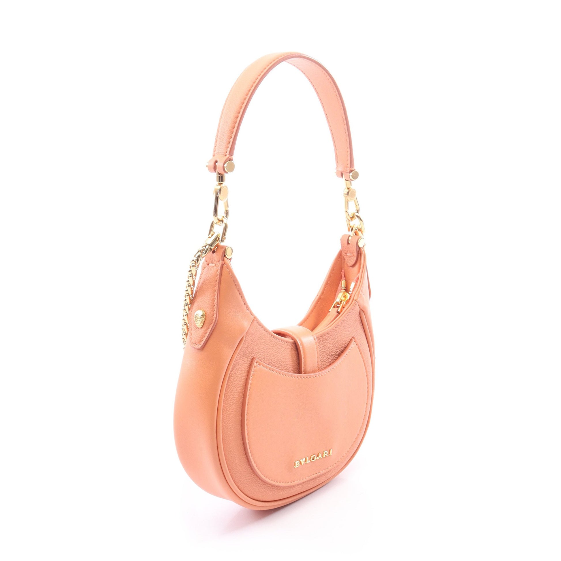 セルペンティ エリプス スモール 2WAY ショルダーバッグ レザー コーラルオレンジ ブルガリ バッグ BVLGARI