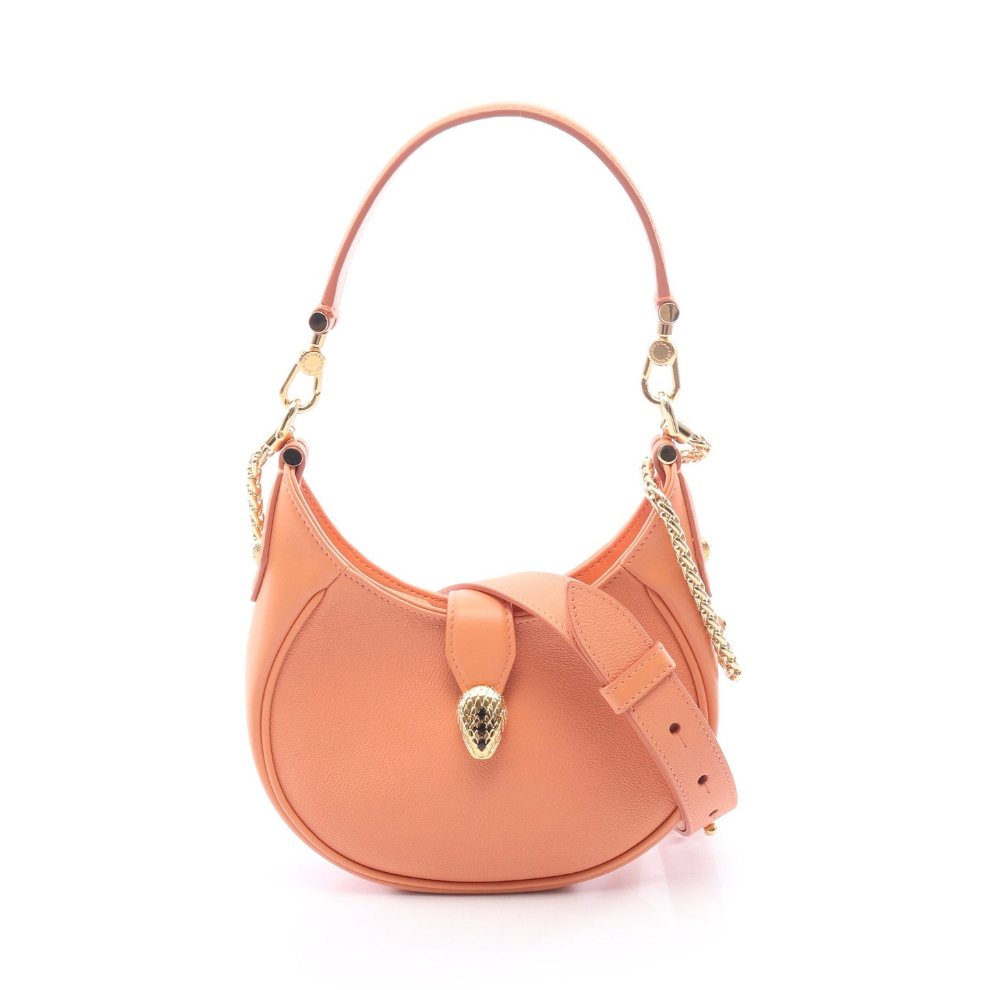 セルペンティ エリプス スモール 2WAY ショルダーバッグ レザー コーラルオレンジ ブルガリ バッグ BVLGARI