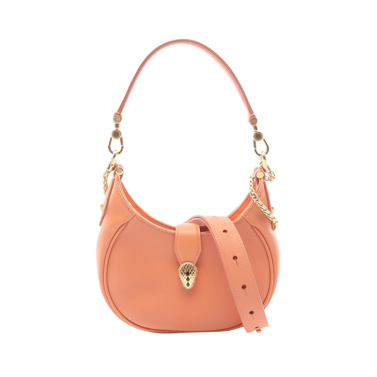 セルペンティ エリプス スモール 2WAY ショルダーバッグ レザー コーラルオレンジ ブルガリ バッグ BVLGARI