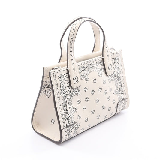 ELLA MICRO TOTE エラ マイクロ トート ペイズリー 2WAY ハンドバッグ レザー ホワイト ブラック トリーバーチ バッグ TORY BURCH
