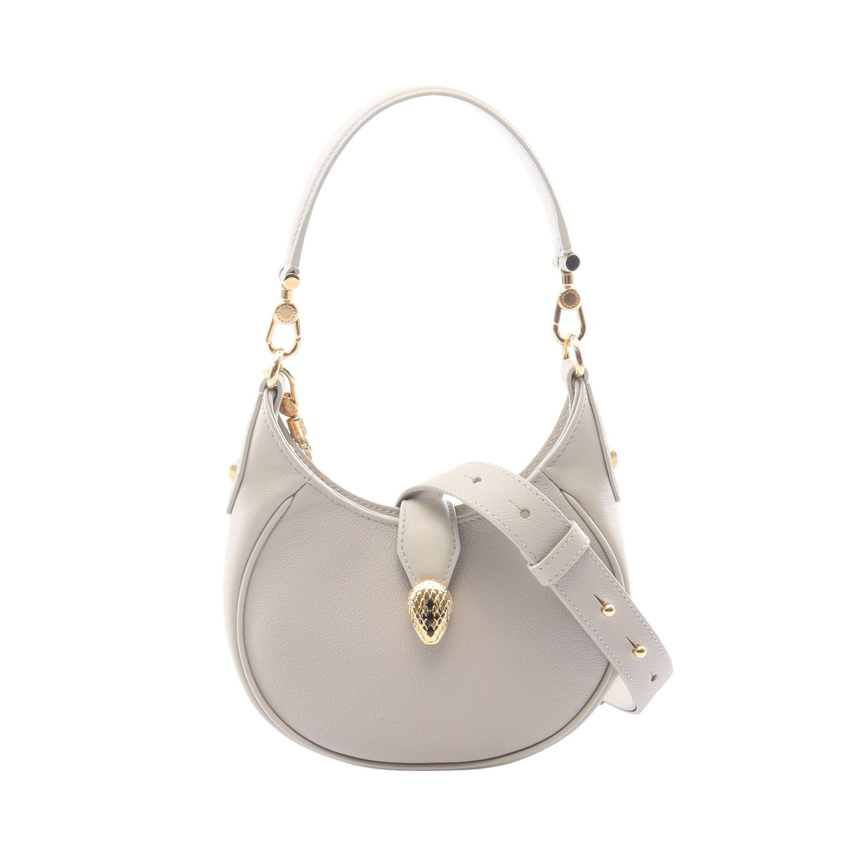 セルペンティ エリプス スモール 2WAY チェーンショルダーバッグ レザー ライトグレー ブルガリ バッグ BVLGARI
