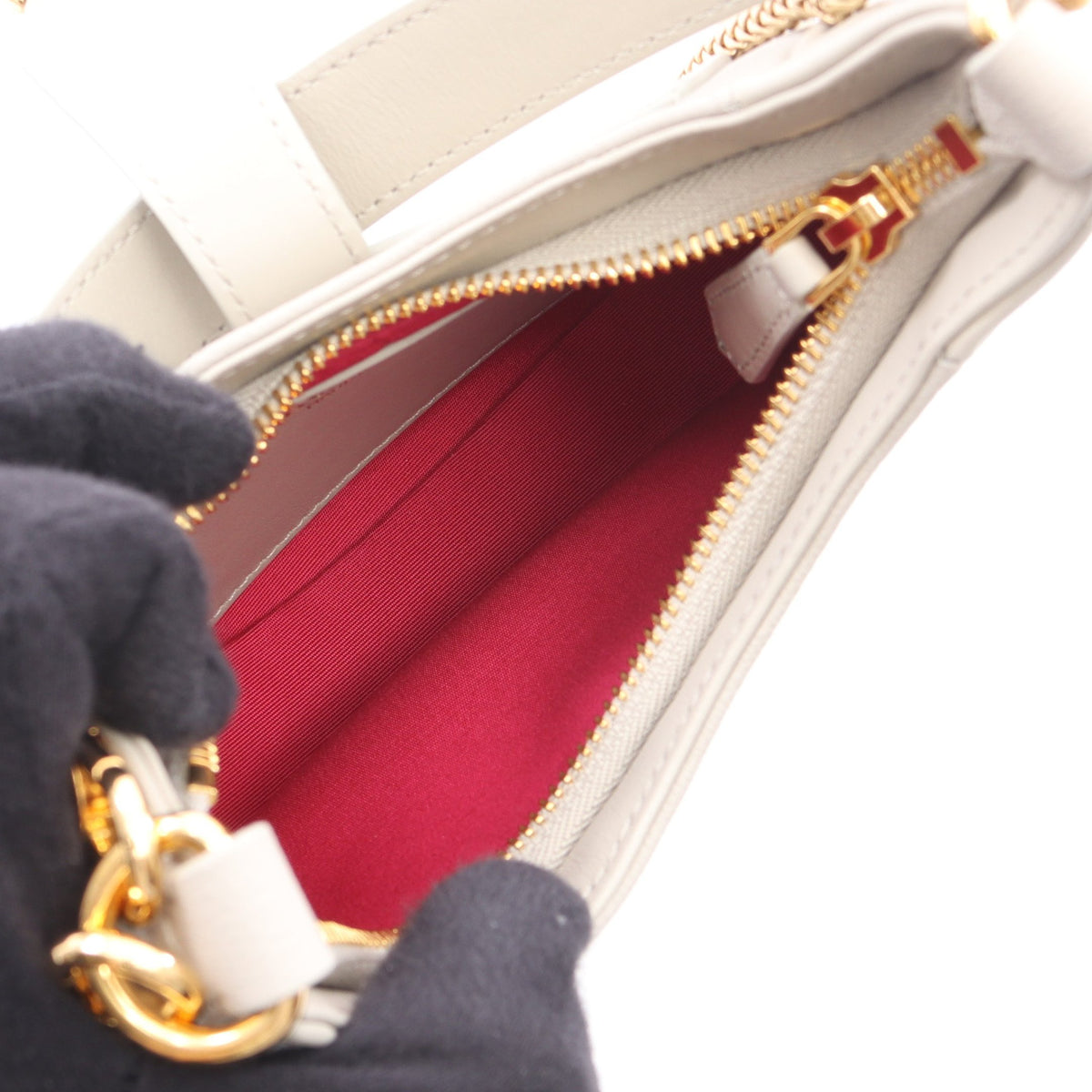 セルペンティ エリプス スモール 2WAY チェーンショルダーバッグ レザー ライトグレー ブルガリ バッグ BVLGARI