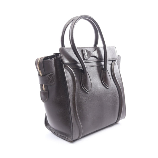 ラゲージ マイクロショッパー ハンドバッグ トートバッグ レザー ダークブラウン セリーヌ バッグ CELINE