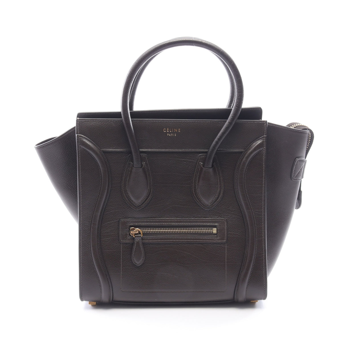 ラゲージ マイクロショッパー ハンドバッグ トートバッグ レザー ダークブラウン セリーヌ バッグ CELINE