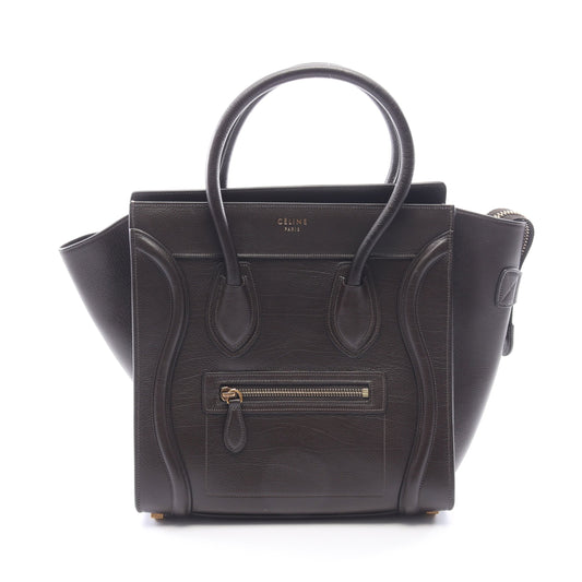 ラゲージ マイクロショッパー ハンドバッグ トートバッグ レザー ダークブラウン セリーヌ バッグ CELINE