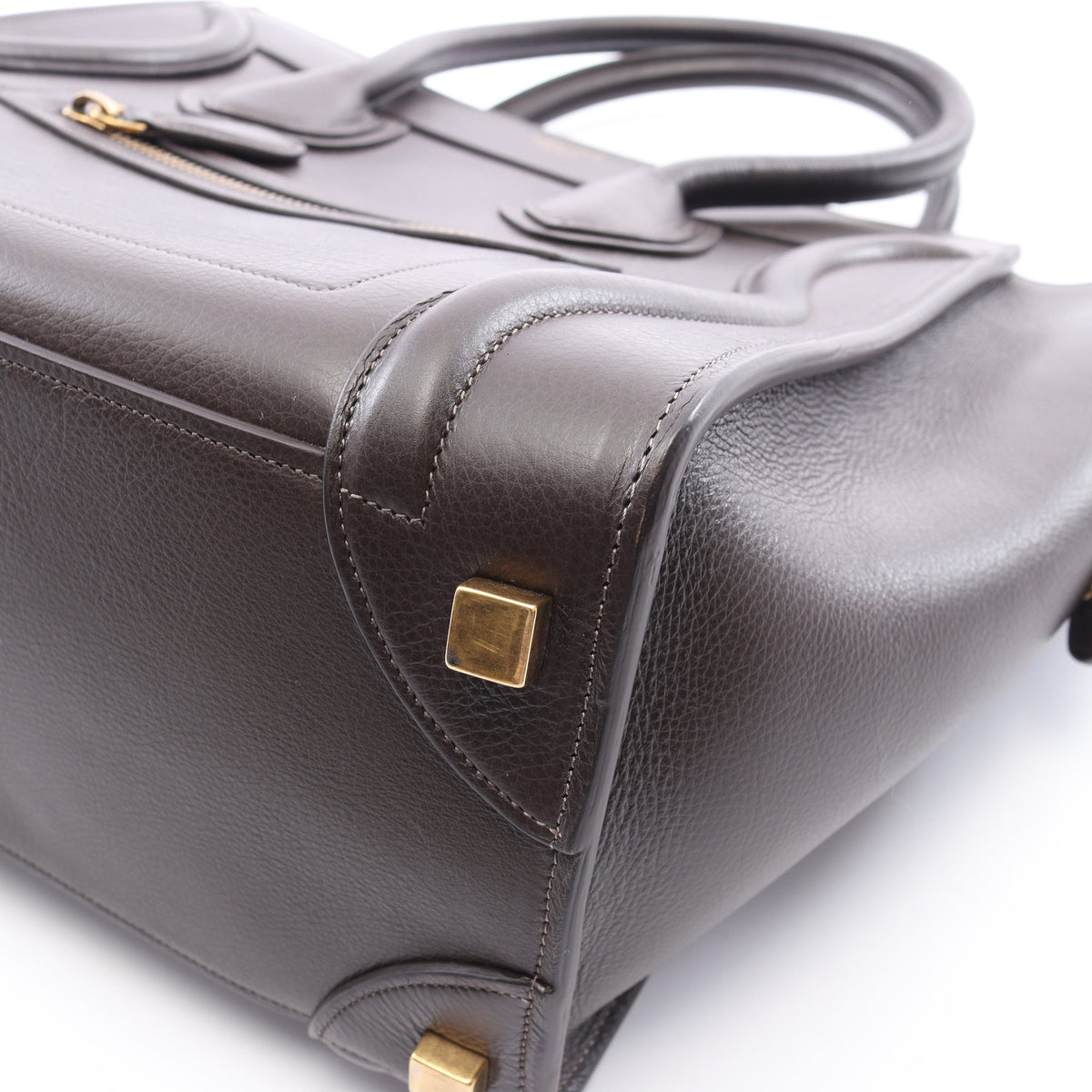 ラゲージ マイクロショッパー ハンドバッグ トートバッグ レザー ダークブラウン セリーヌ バッグ CELINE