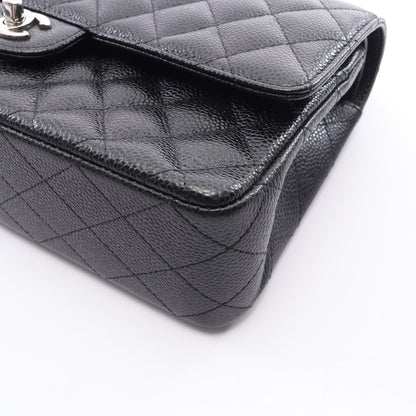 マトラッセ Wフラップ Wチェーンショルダーバッグ キャビアスキン ブラック シルバー金具 シャネル バッグ CHANEL