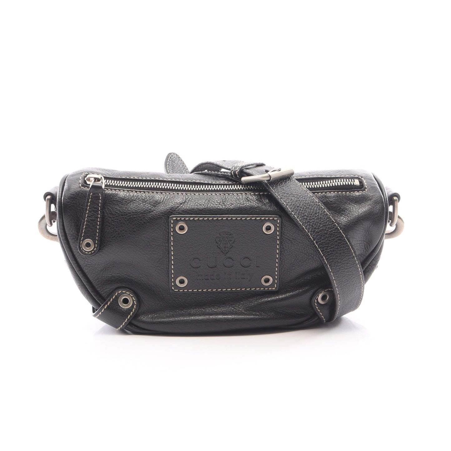 クレスト ショルダーバッグ レザー ブラック グッチ バッグ GUCCI