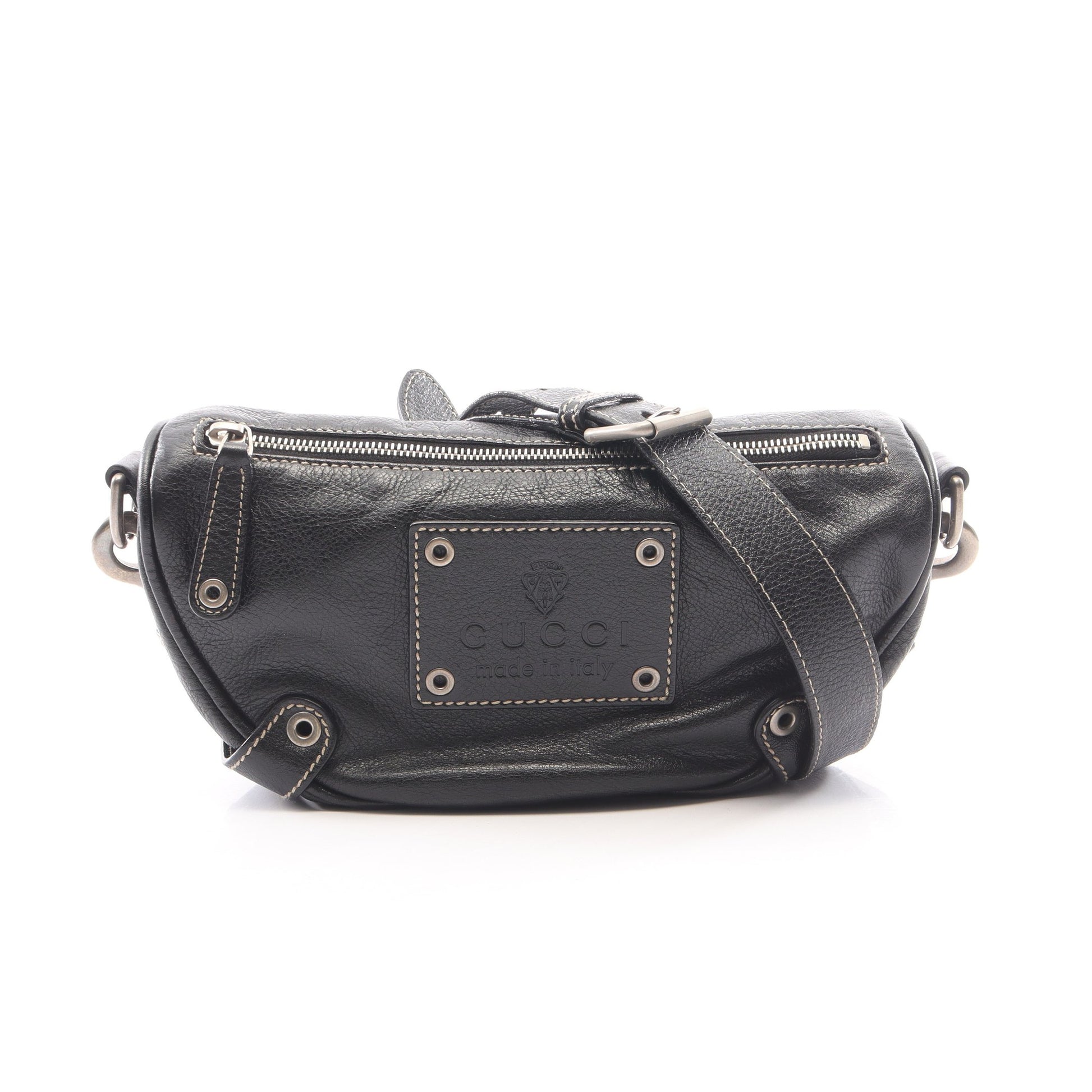 クレスト ショルダーバッグ レザー ブラック グッチ バッグ GUCCI