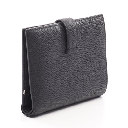 ベアンコンパクト 二つ折り財布 ヴォーエプソン ブラック シルバー金具 B刻印 エルメス 財布・小物 HERMES