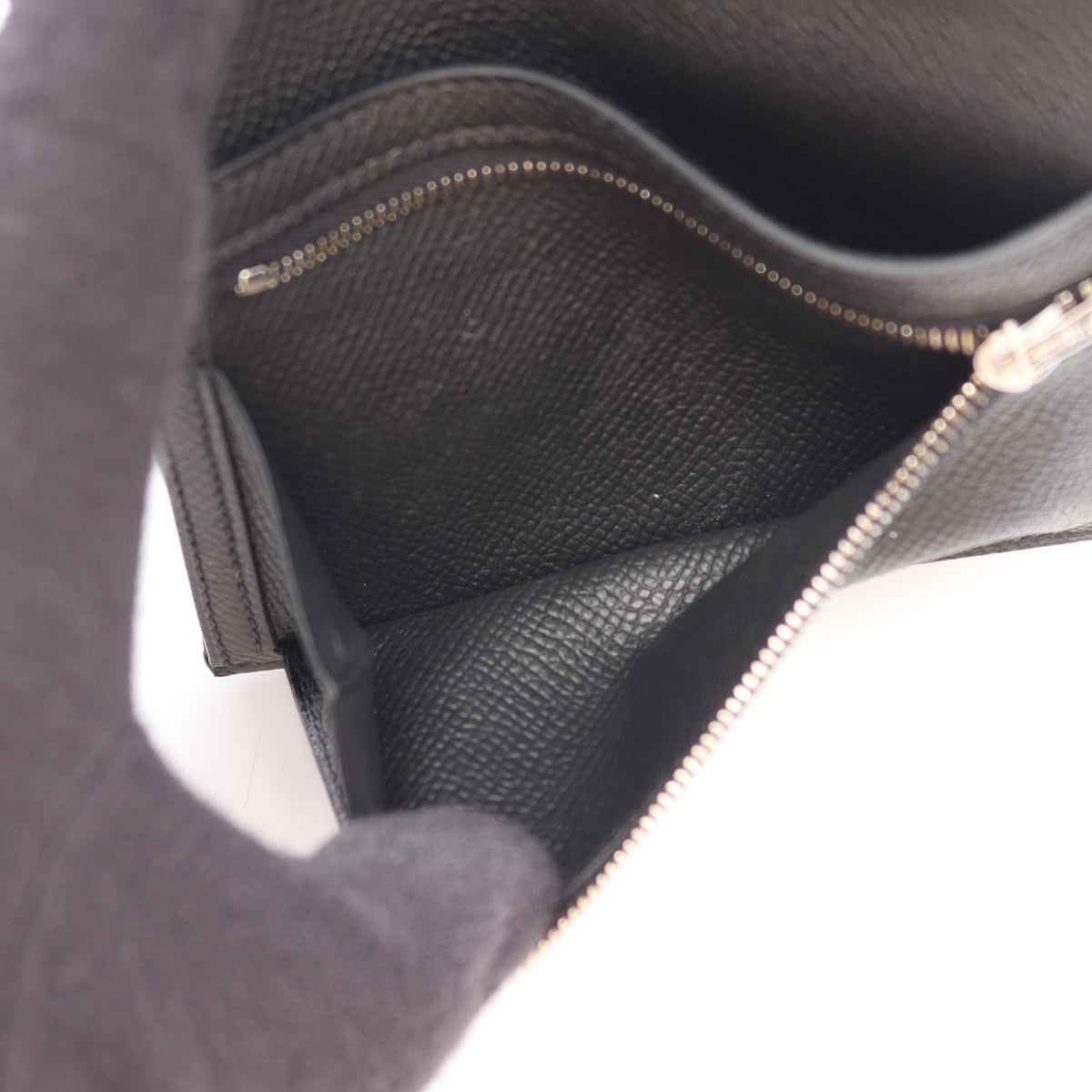 ベアンコンパクト 二つ折り財布 ヴォーエプソン ブラック シルバー金具 B刻印 エルメス 財布・小物 HERMES