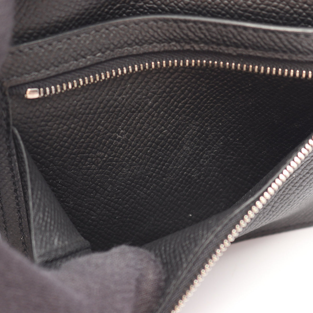 ベアンコンパクト 二つ折り財布 ヴォーエプソン ブラック シルバー金具 B刻印 エルメス 財布・小物 HERMES