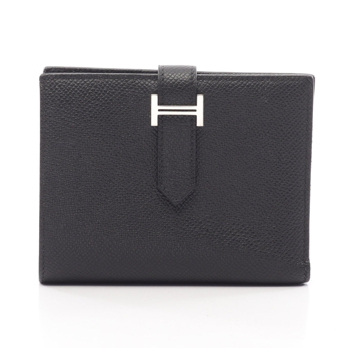 ベアンコンパクト 二つ折り財布 ヴォーエプソン ブラック シルバー金具 B刻印 エルメス 財布・小物 HERMES