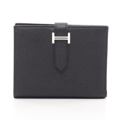 ベアンコンパクト 二つ折り財布 ヴォーエプソン ブラック シルバー金具 B刻印 エルメス 財布・小物 HERMES