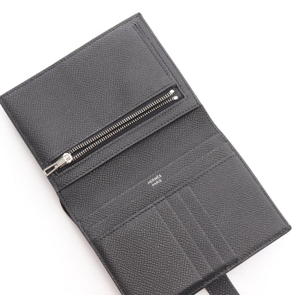 ベアンコンパクト 二つ折り財布 ヴォーエプソン ブラック シルバー金具 B刻印 エルメス 財布・小物 HERMES