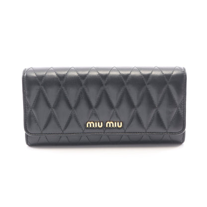 SOFT CALF BIKER 二つ折り長財布 レザー ブラック ミュウミュウ 財布・小物 miu miu