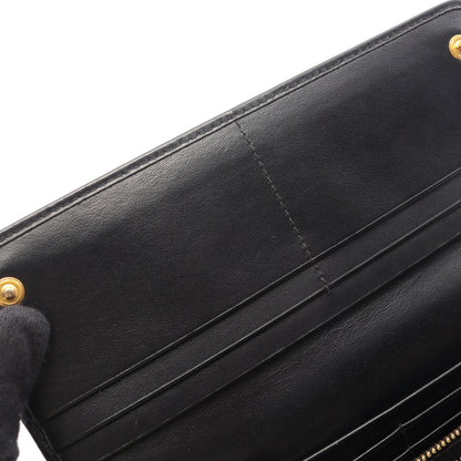 SOFT CALF BIKER 二つ折り長財布 レザー ブラック ミュウミュウ 財布・小物 miu miu