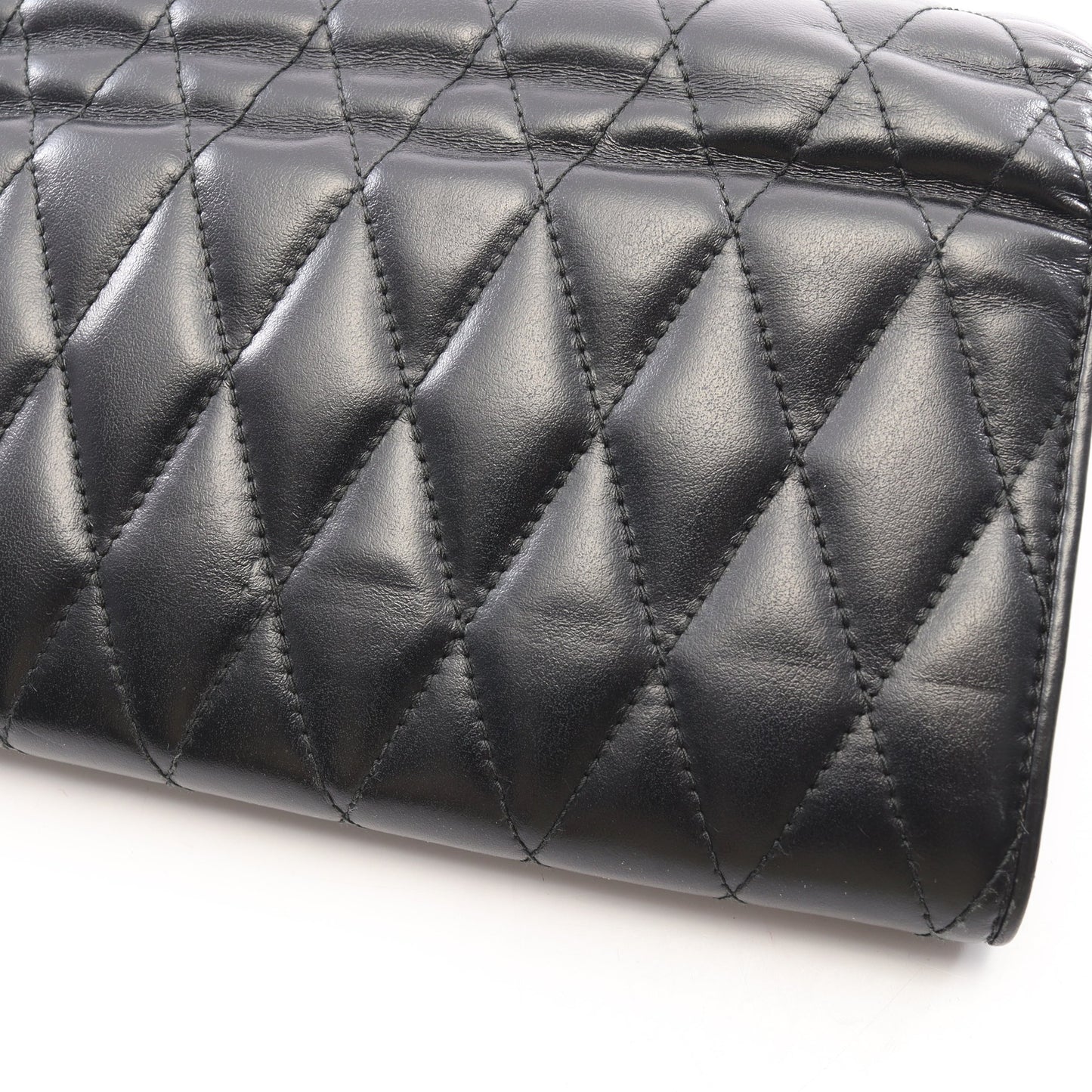 SOFT CALF BIKER 二つ折り長財布 レザー ブラック ミュウミュウ 財布・小物 miu miu
