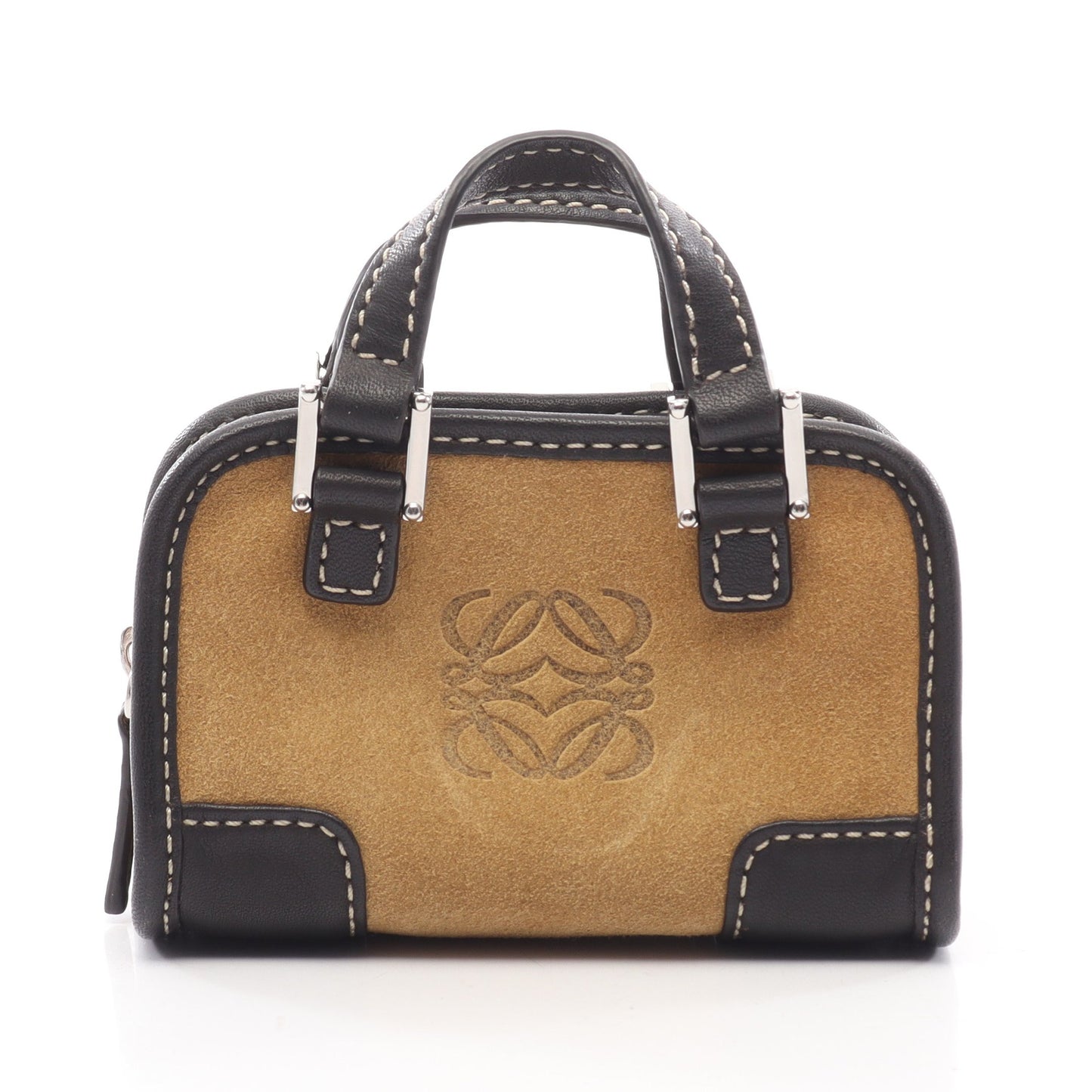 アマソナ マイクロ ミニ ハンドバッグ スエード レザー ベージュ ブラック ロエベ バッグ LOEWE