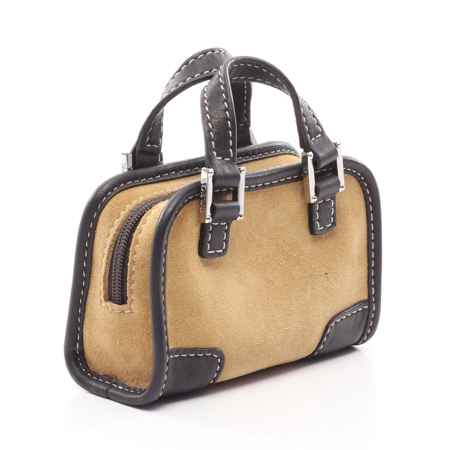 アマソナ マイクロ ミニ ハンドバッグ スエード レザー ベージュ ブラック ロエベ バッグ LOEWE