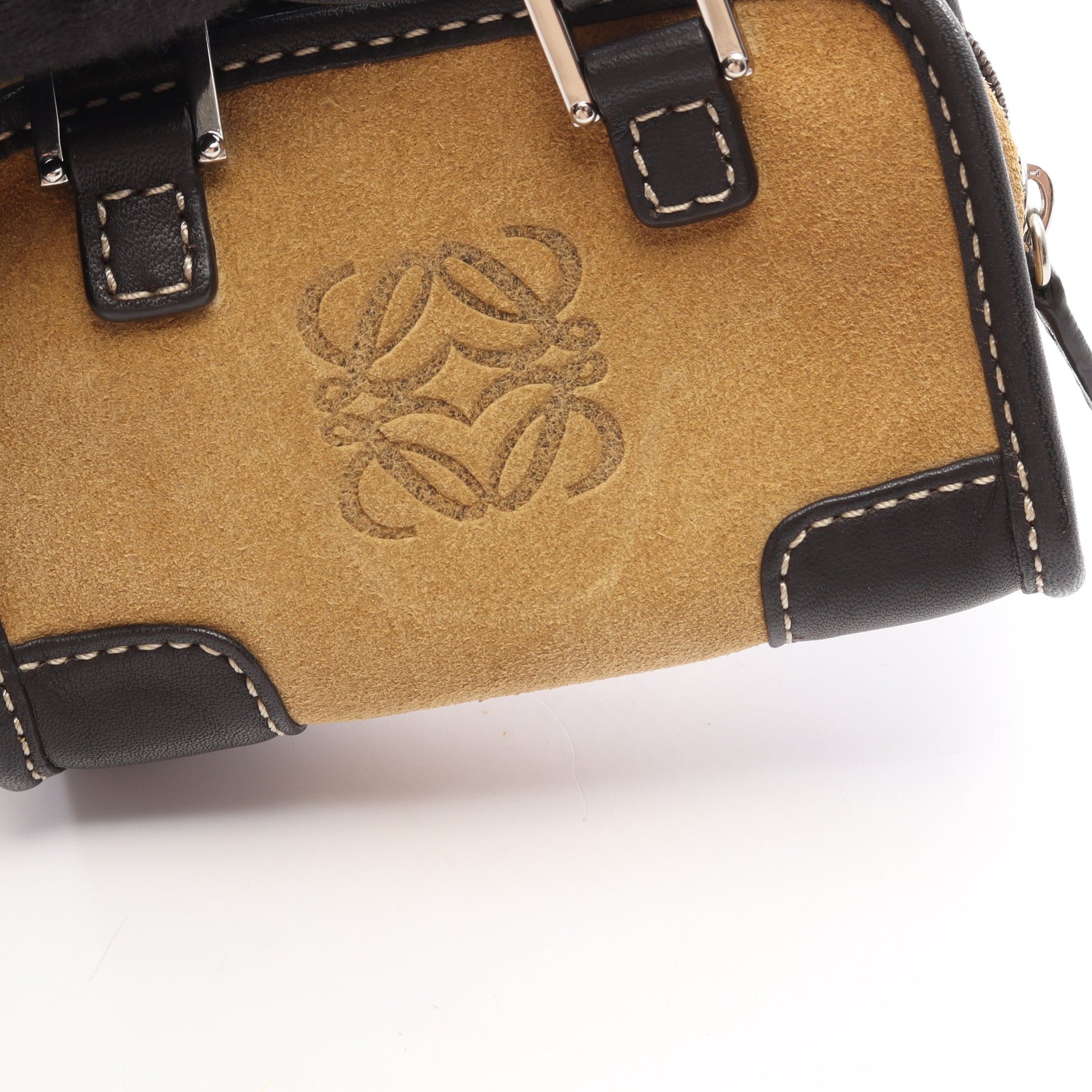 アマソナ マイクロ ミニ ハンドバッグ スエード レザー ベージュ ブラック ロエベ バッグ LOEWE