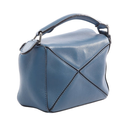 パズルバッグ ミニ ハンドバッグ レザー ダークブルー ロエベ バッグ LOEWE