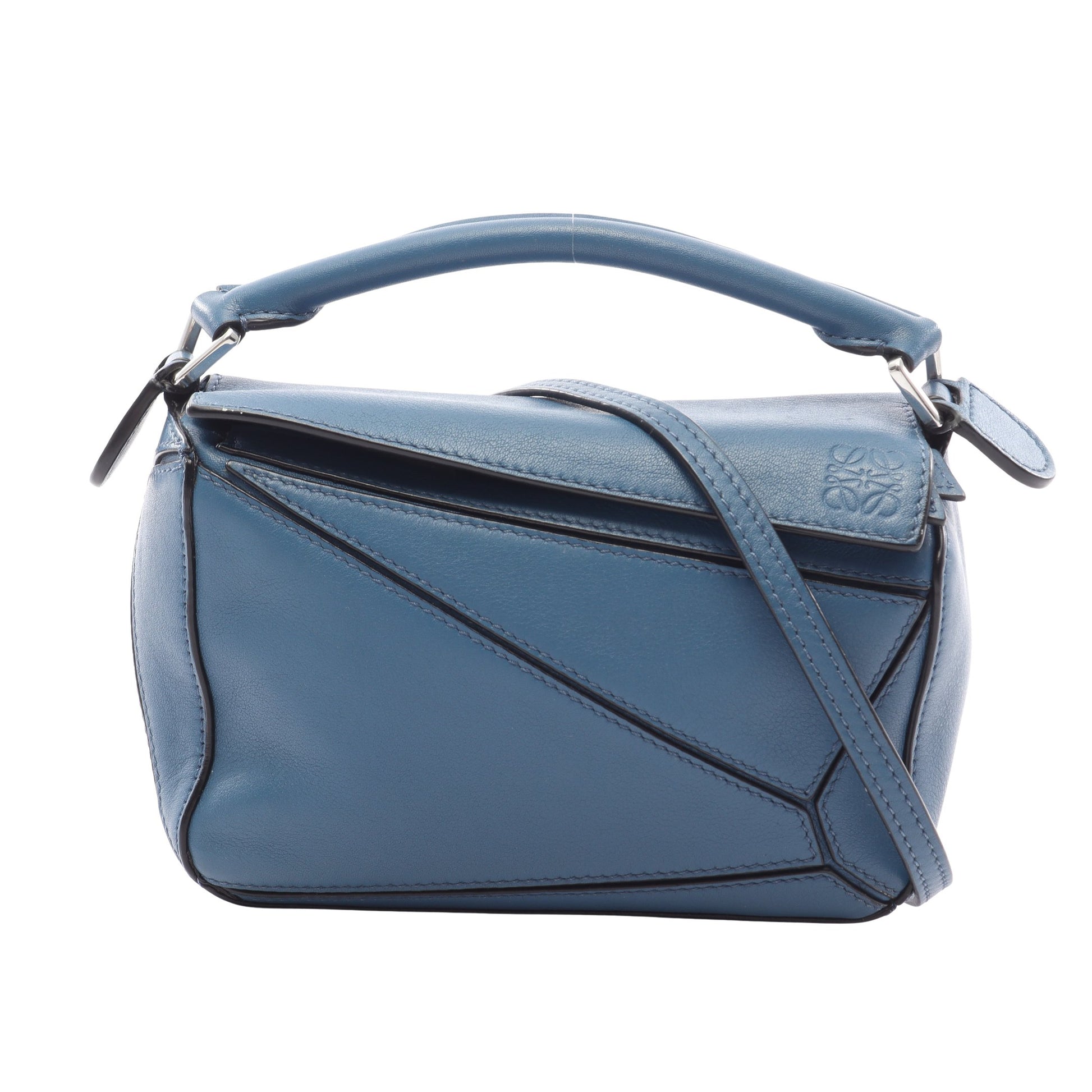 パズルバッグ ミニ ハンドバッグ レザー ダークブルー ロエベ バッグ LOEWE