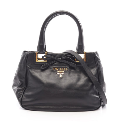 リボン 2WAY ハンドバッグ レザー ブラック プラダ バッグ PRADA