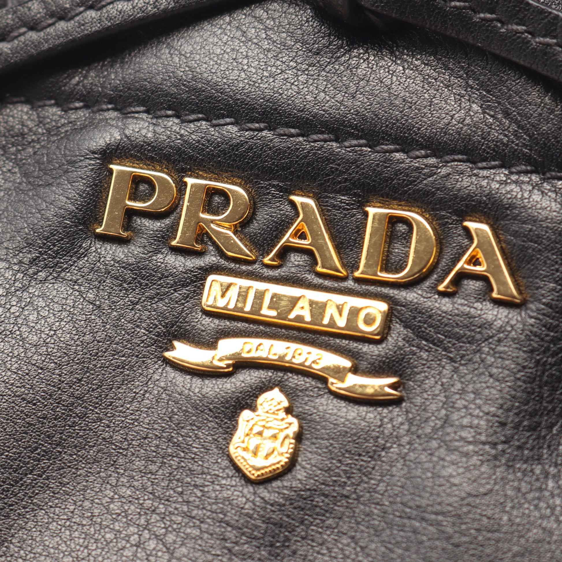 リボン 2WAY ハンドバッグ レザー ブラック プラダ バッグ PRADA