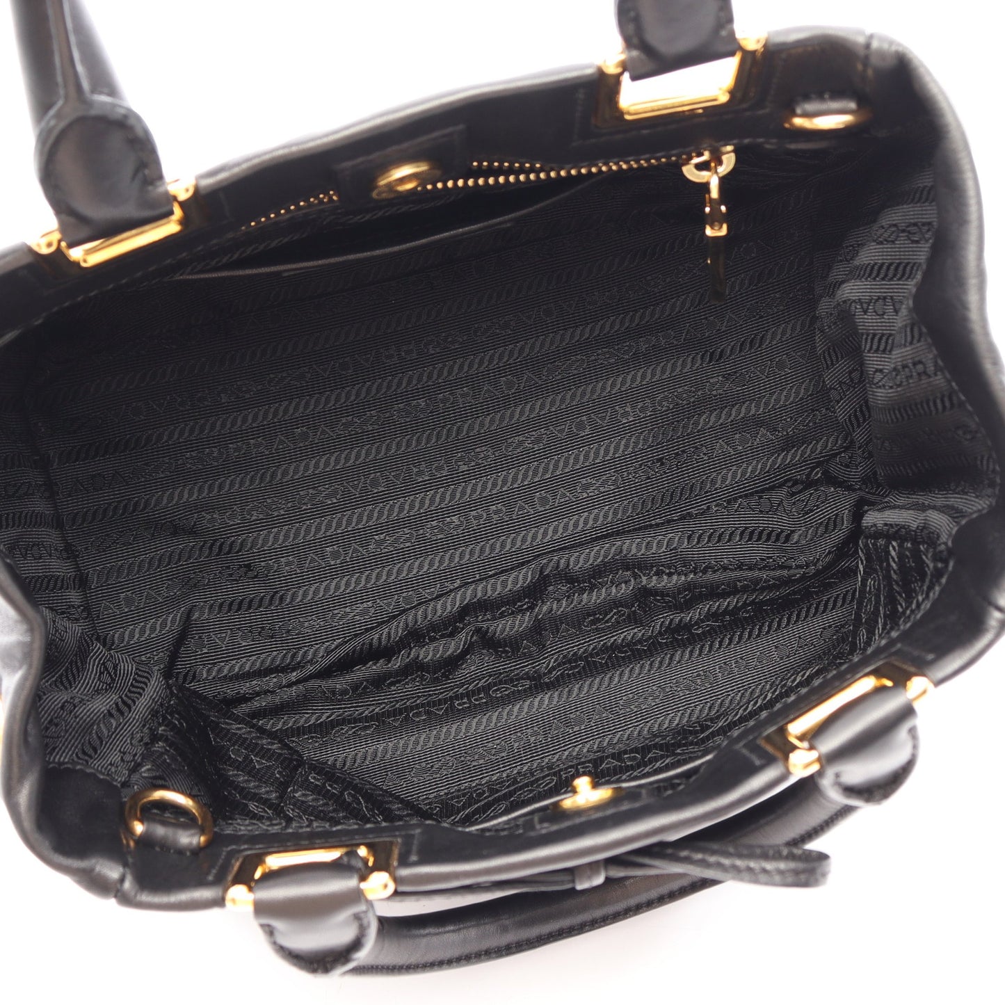 リボン 2WAY ハンドバッグ レザー ブラック プラダ バッグ PRADA