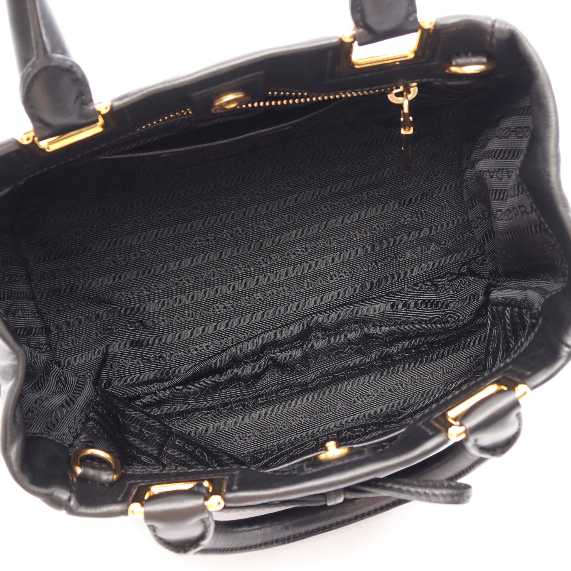 リボン 2WAY ハンドバッグ レザー ブラック プラダ バッグ PRADA