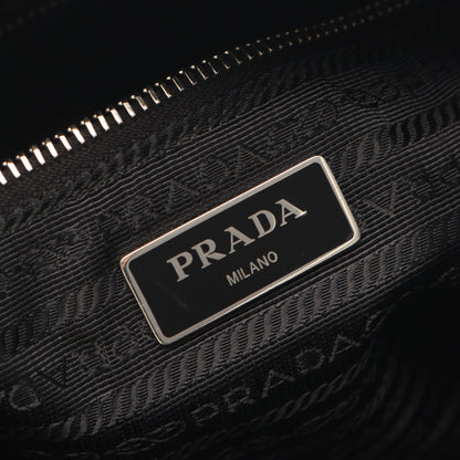 TESSUTO IMPUNTU チェーンショルダーバッグ ナイロン サフィアーノレザー ブラック プラダ バッグ PRADA