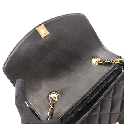 マトラッセ ダイアナフラップ チェーンショルダーバッグ ラムスキン ブラック ゴールド金具 シャネル バッグ CHANEL