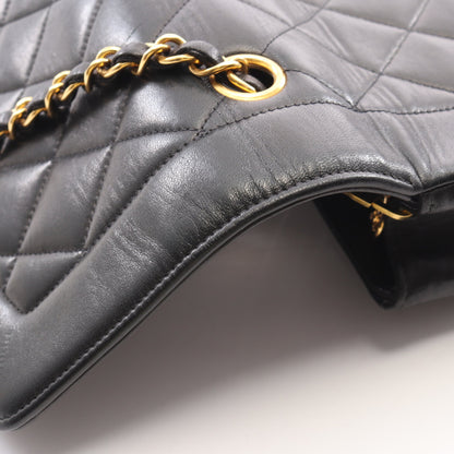 マトラッセ ダイアナフラップ チェーンショルダーバッグ ラムスキン ブラック ゴールド金具 シャネル バッグ CHANEL