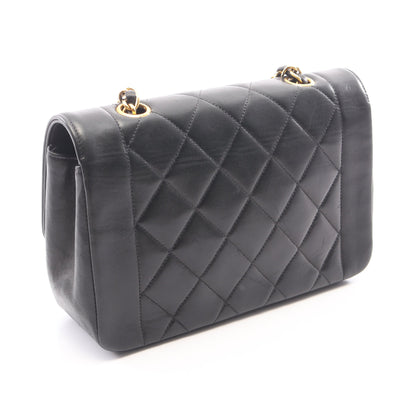マトラッセ ダイアナフラップ チェーンショルダーバッグ ラムスキン ブラック ゴールド金具 シャネル バッグ CHANEL