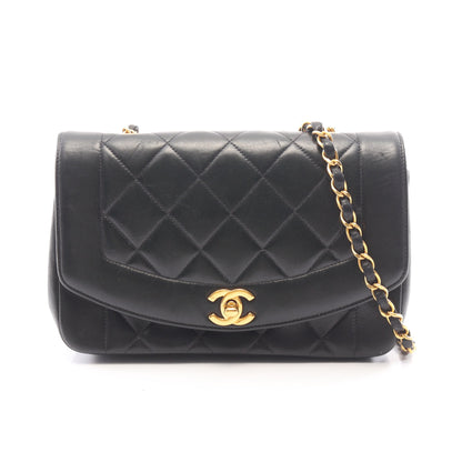 マトラッセ ダイアナフラップ チェーンショルダーバッグ ラムスキン ブラック ゴールド金具 シャネル バッグ CHANEL