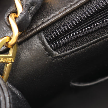 マトラッセ ダイアナフラップ チェーンショルダーバッグ ラムスキン ブラック ゴールド金具 シャネル バッグ CHANEL