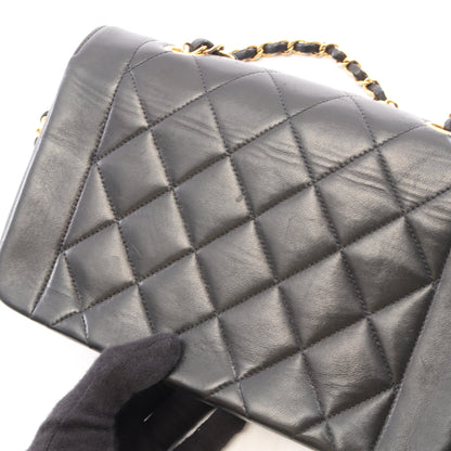 マトラッセ ダイアナフラップ チェーンショルダーバッグ ラムスキン ブラック ゴールド金具 シャネル バッグ CHANEL