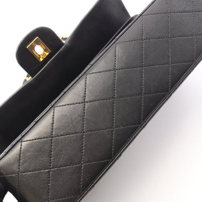 マトラッセ Wフラップ Wチェーンショルダーバッグ ラムスキン ブラック ゴールド金具 ヴィンテージ シャネル バッグ CHANEL