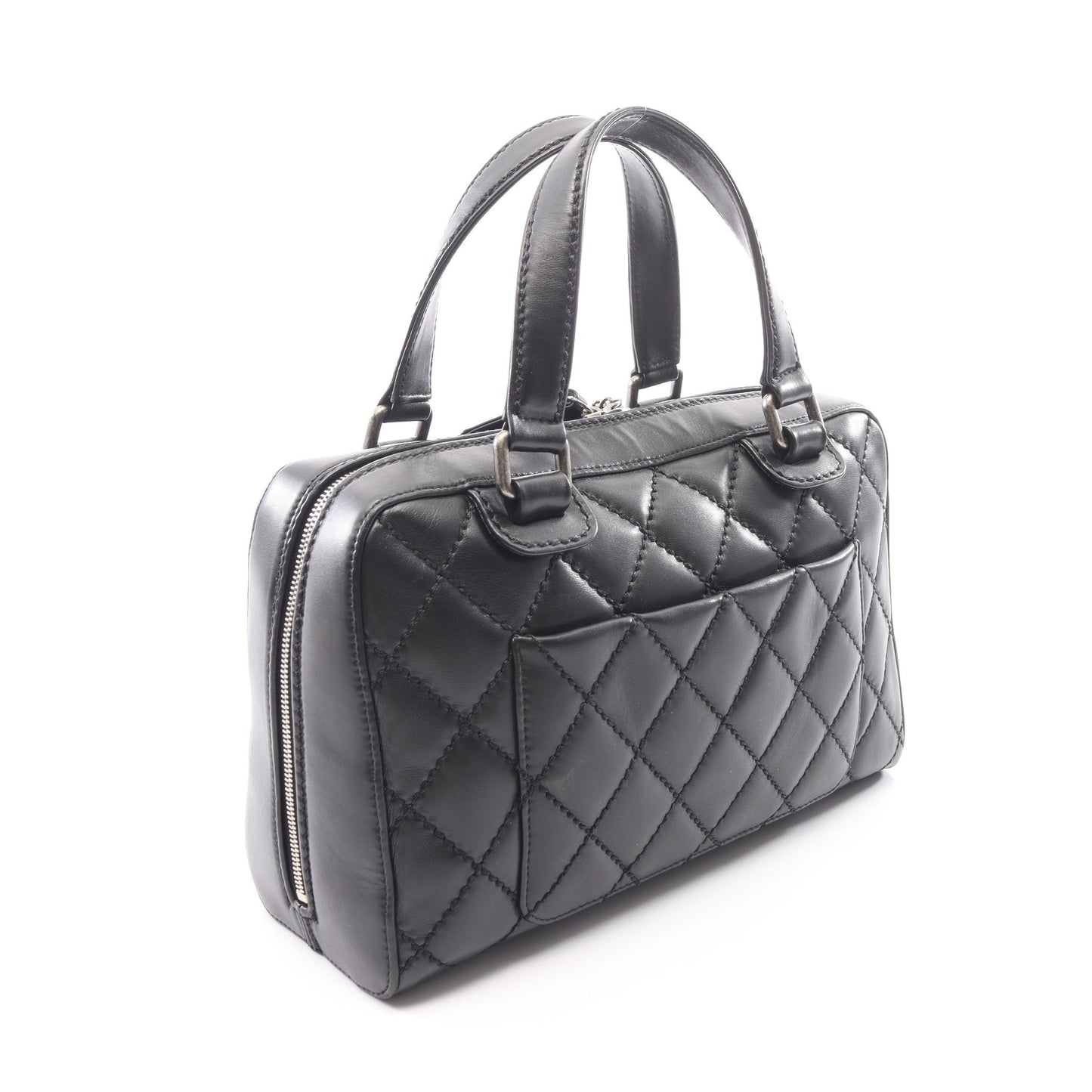 ワイルドステッチ ハンドバッグ レザー ブラック シルバー金具 シャネル バッグ CHANEL