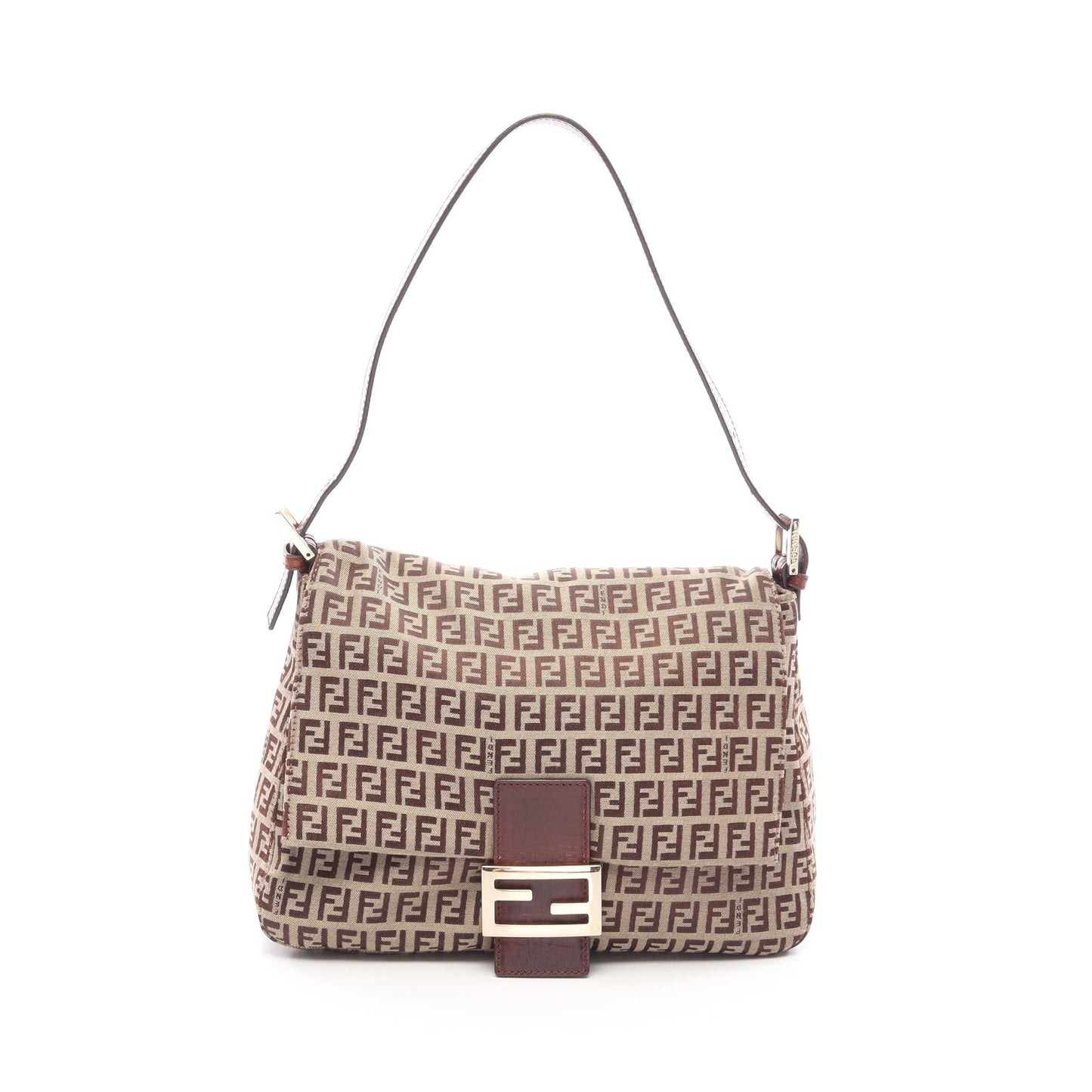 マンマバケット ズッキーノ ワンショルダーバッグ キャンバス レザー ベージュ ブラウン フェンディ バッグ FENDI