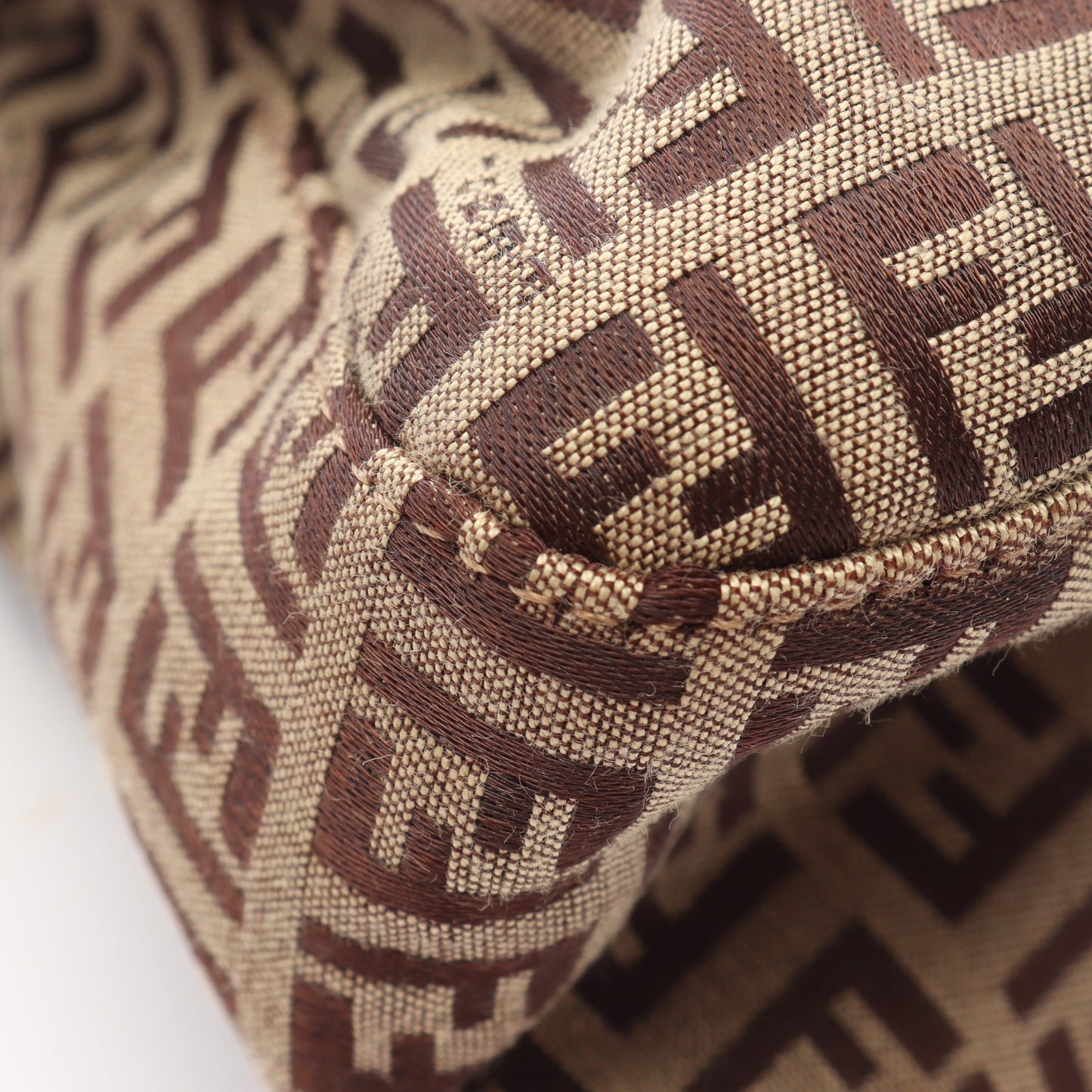 マンマバケット ズッキーノ ワンショルダーバッグ キャンバス レザー ベージュ ブラウン フェンディ バッグ FENDI