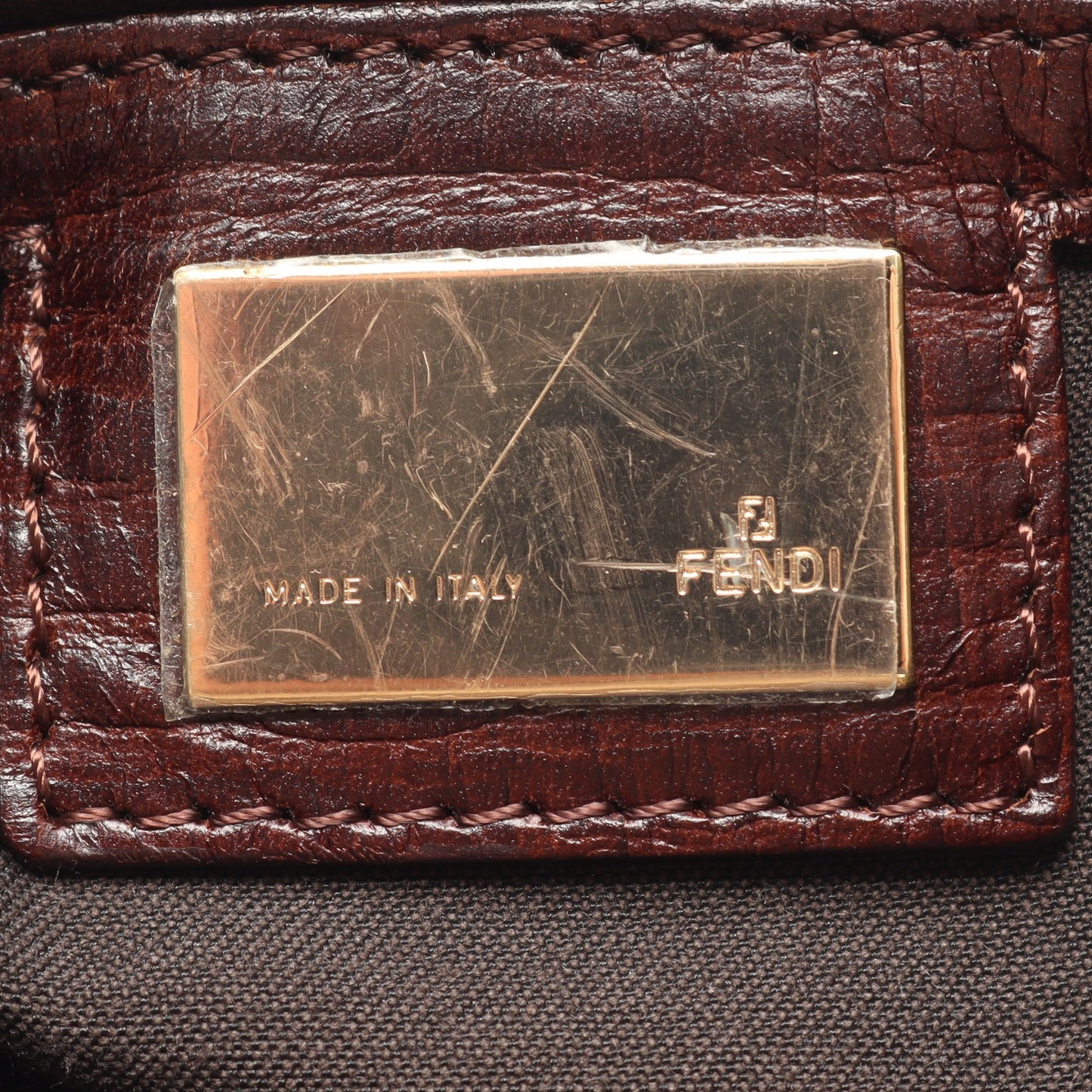 マンマバケット ズッキーノ ワンショルダーバッグ キャンバス レザー ベージュ ブラウン フェンディ バッグ FENDI