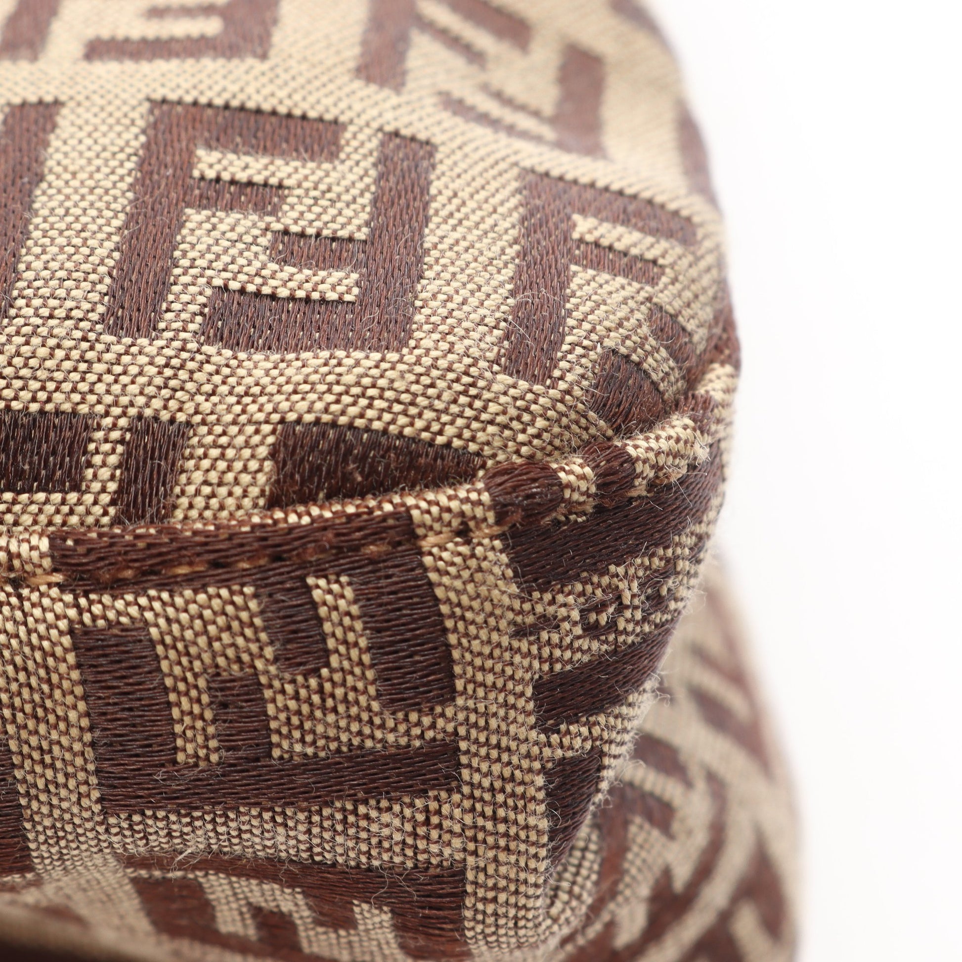 マンマバケット ズッキーノ ワンショルダーバッグ キャンバス レザー ベージュ ブラウン フェンディ バッグ FENDI