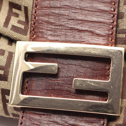 マンマバケット ズッキーノ ワンショルダーバッグ キャンバス レザー ベージュ ブラウン フェンディ バッグ FENDI