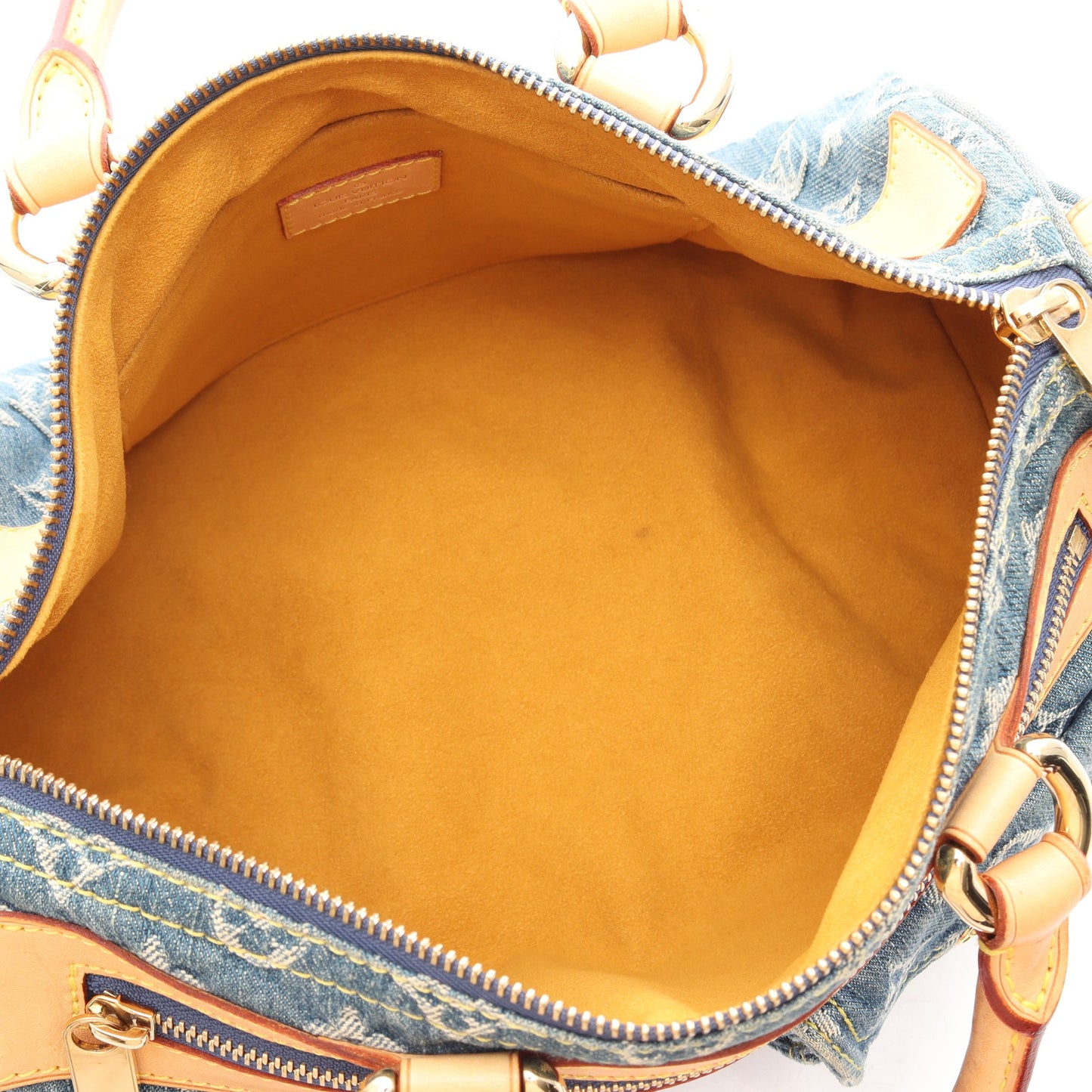 ネオスピーディ モノグラムデニム ハンドバッグ デニム レザー ブルー ルイヴィトン バッグ LOUIS VUITTON