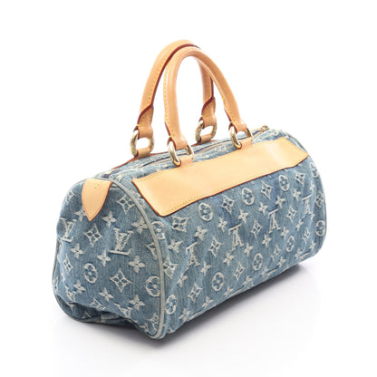 ネオスピーディ モノグラムデニム ハンドバッグ デニム レザー ブルー ルイヴィトン バッグ LOUIS VUITTON
