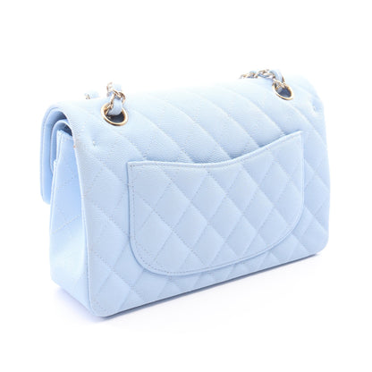 マトラッセ Wフラップ Wチェーンショルダーバッグ キャビアスキン ライトブルー ゴールド金具 シャネル バッグ CHANEL