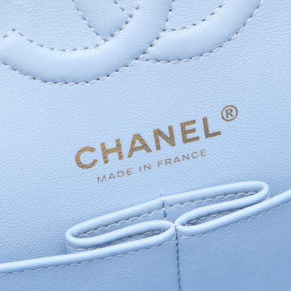 マトラッセ Wフラップ Wチェーンショルダーバッグ キャビアスキン ライトブルー ゴールド金具 シャネル バッグ CHANEL