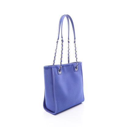 ドーヴィルPM チェーンショルダーバッグ チェーントートバッグ キャンバス レザー ブルー オレンジ シルバー金具 シャネル バッグ CHANEL